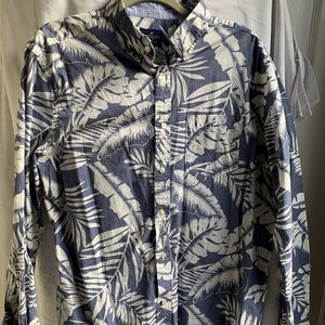 American Eagle Navy Blue Tropical Print Men's Shirt